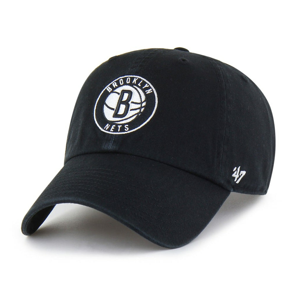 Brooklyn Nets '47 Core Logo Clean Up Adjustable Hat - Black | 47 brand for sale