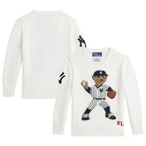 Yankees Polo Ralph Lauren Preschool Bear Pullover Sweater - White