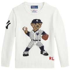 Yankees Polo Ralph Lauren Preschool Bear Pullover Sweater - White