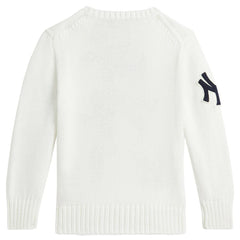 Yankees Polo Ralph Lauren Preschool Bear Pullover Sweater - White