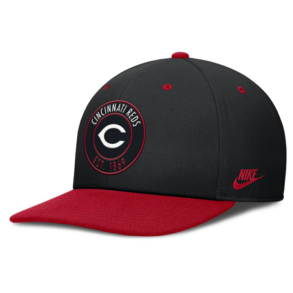 Cincinnati Reds Cooperstown Collection Pro Dri-FIT Snapback Hat - Black/Red | Nike