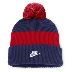 Atlanta Braves Cooperstown Collection Peak Standard Cuffed Knit Hat with Pom - Blue/Red | Nike