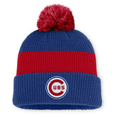 Chicago Cubs Cooperstown Collection Peak Standard Cuffed Knit Hat with Pom - Royal/Red | Nike