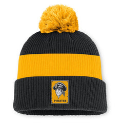 Pittsburgh Pirates Cooperstown Collection Peak Standard Cuffed Knit Hat with Pom - Black/Yellow | Nike