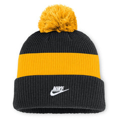 Pittsburgh Pirates Cooperstown Collection Peak Standard Cuffed Knit Hat with Pom - Black/Yellow | Nike