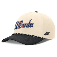 Atlanta Braves Cooperstown Collection Rise Adjustable Hat - Natural/Black | Nike