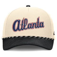 Atlanta Braves Cooperstown Collection Rise Adjustable Hat - Natural/Black | Nike