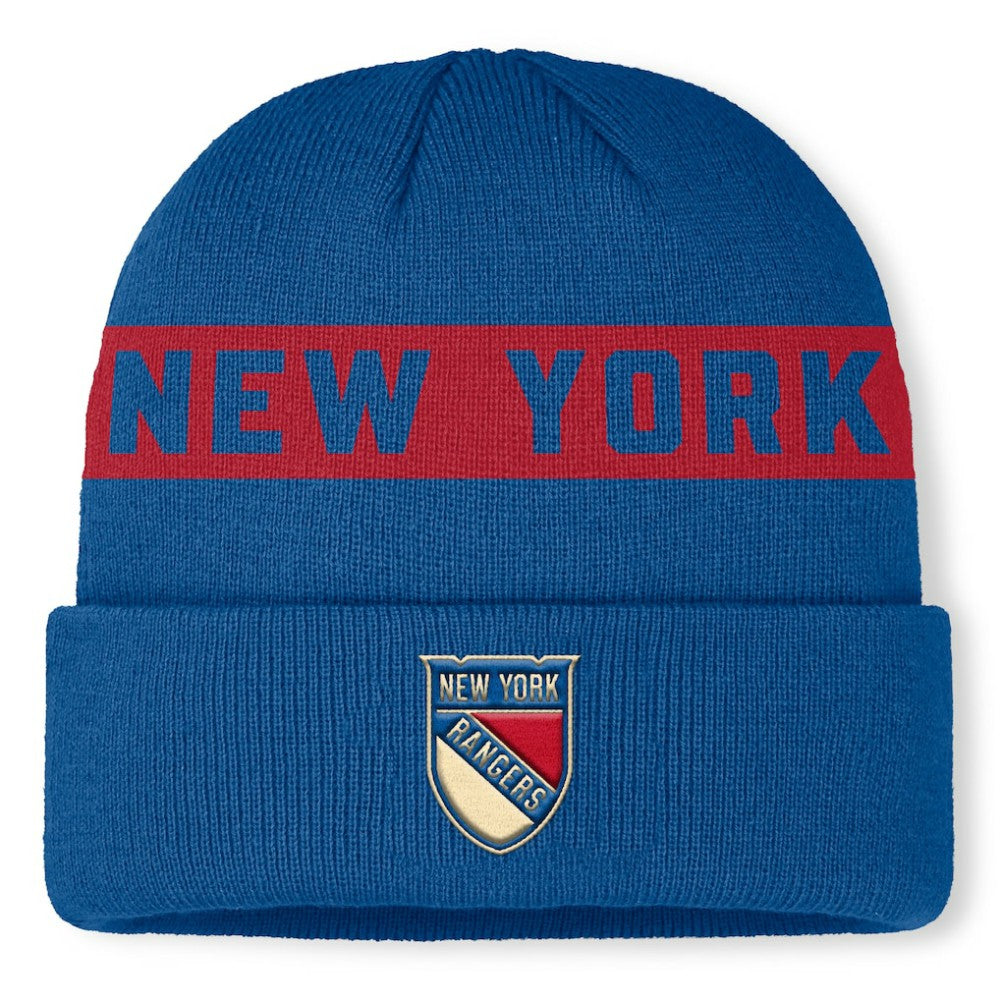 New York Rangers Fanatics Centennial Authentic Pro Cuffed Knit Hat Blue