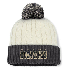 Miami Dolphins Women's Coaxial Cuffed Knit Hat with Pom - Cream discount