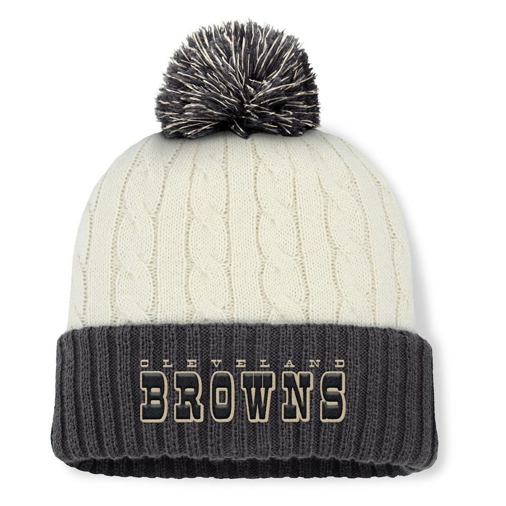 Cleveland Browns Women's Coaxial Cuffed Knit Hat with Pom - Cream sale