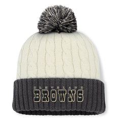 Cleveland Browns Women's Coaxial Cuffed Knit Hat with Pom - Cream sale