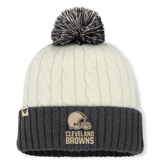 Cleveland Browns Women's Coaxial Cuffed Knit Hat with Pom - Cream sale