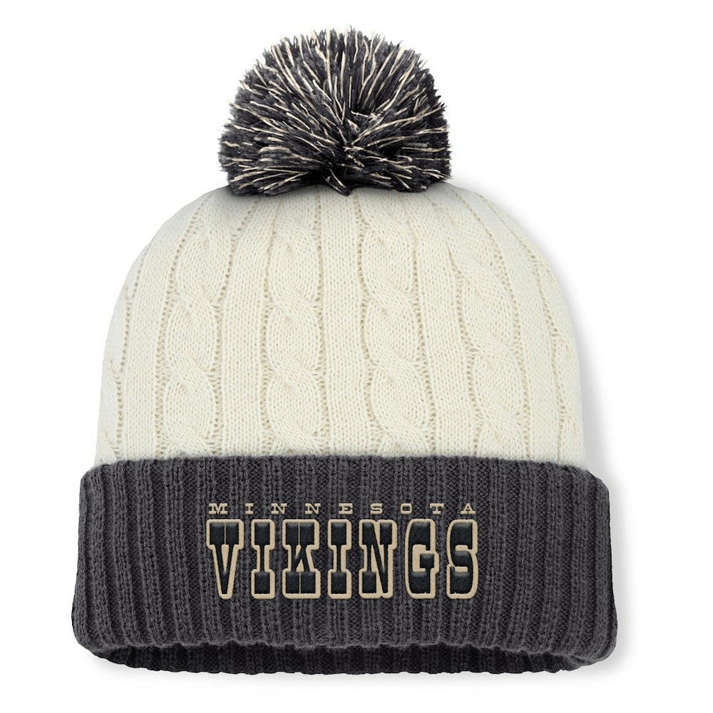 Minnesota Vikings Women's Coaxial Cuffed Knit Hat with Pom - Cream on sale
