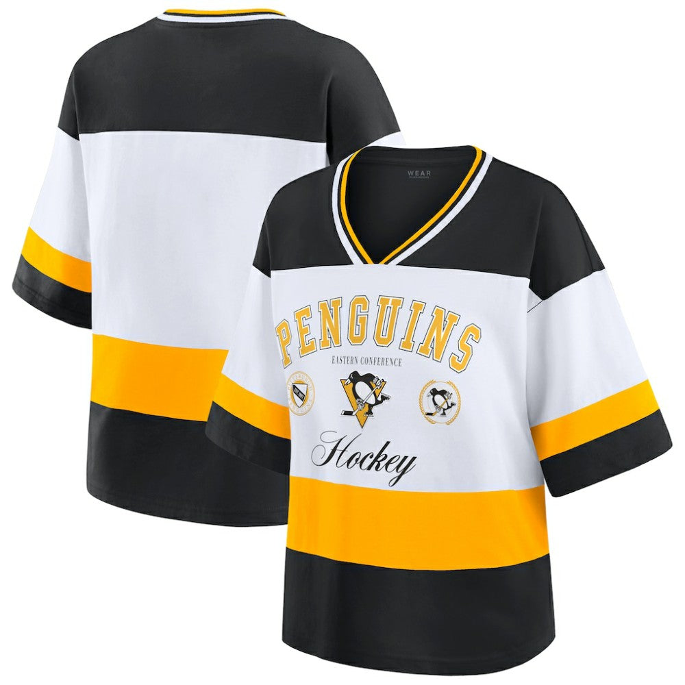 Pittsburgh Penguins WEAR by Erin Andrews Women's Jersey Style Tee Black/White