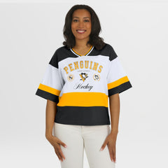 Pittsburgh Penguins WEAR by Erin Andrews Women's Jersey Style Tee Black/White