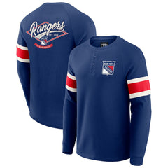 New York Rangers Darius Rucker Collection by Fanatics Waffle-Knit Raglan Long Sleeve Henley T-Shirt Navy