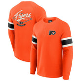 Philadelphia Flyers Darius Rucker Collection by Fanatics Waffle-Knit Raglan Long Sleeve Henley T-Shirt Orange