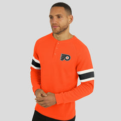 Philadelphia Flyers Darius Rucker Collection by Fanatics Waffle-Knit Raglan Long Sleeve Henley T-Shirt Orange