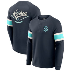 Seattle Kraken Darius Rucker Collection by Fanatics Waffle-Knit Raglan Long Sleeve Henley T-Shirt Deep Sea Blue