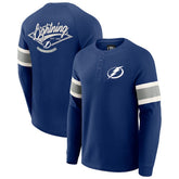 Tampa Bay Lightning Darius Rucker Collection by Fanatics Waffle-Knit Raglan Long Sleeve Henley T-Shirt Navy