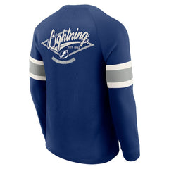 Tampa Bay Lightning Darius Rucker Collection by Fanatics Waffle-Knit Raglan Long Sleeve Henley T-Shirt Navy