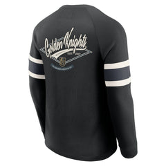Vegas Golden Knights Darius Rucker Collection by Fanatics Waffle-Knit Raglan Long Sleeve Henley T-Shirt Black