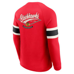 Chicago Blackhawks Darius Rucker Collection by Fanatics Waffle-Knit Raglan Long Sleeve Henley T-Shirt Red