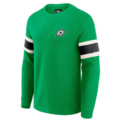 Dallas Stars Darius Rucker Collection by Fanatics Waffle-Knit Raglan Long Sleeve Henley T-Shirt Green