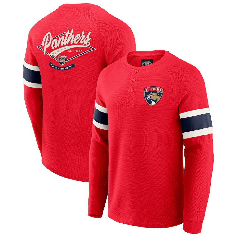 Florida Panthers Darius Rucker Collection by Fanatics Waffle-Knit Raglan Long Sleeve Henley T-Shirt Red