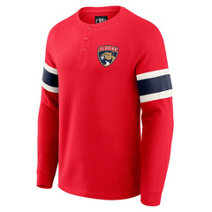 Florida Panthers Darius Rucker Collection by Fanatics Waffle-Knit Raglan Long Sleeve Henley T-Shirt Red