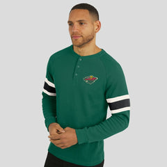 Minnesota Wild Darius Rucker Collection by Fanatics Waffle-Knit Raglan Long Sleeve Henley T-Shirt Green