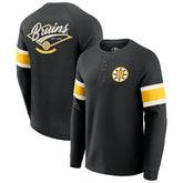 Boston Bruins Darius Rucker Collection by Fanatics Waffle-Knit Raglan Long Sleeve Henley T-Shirt Black