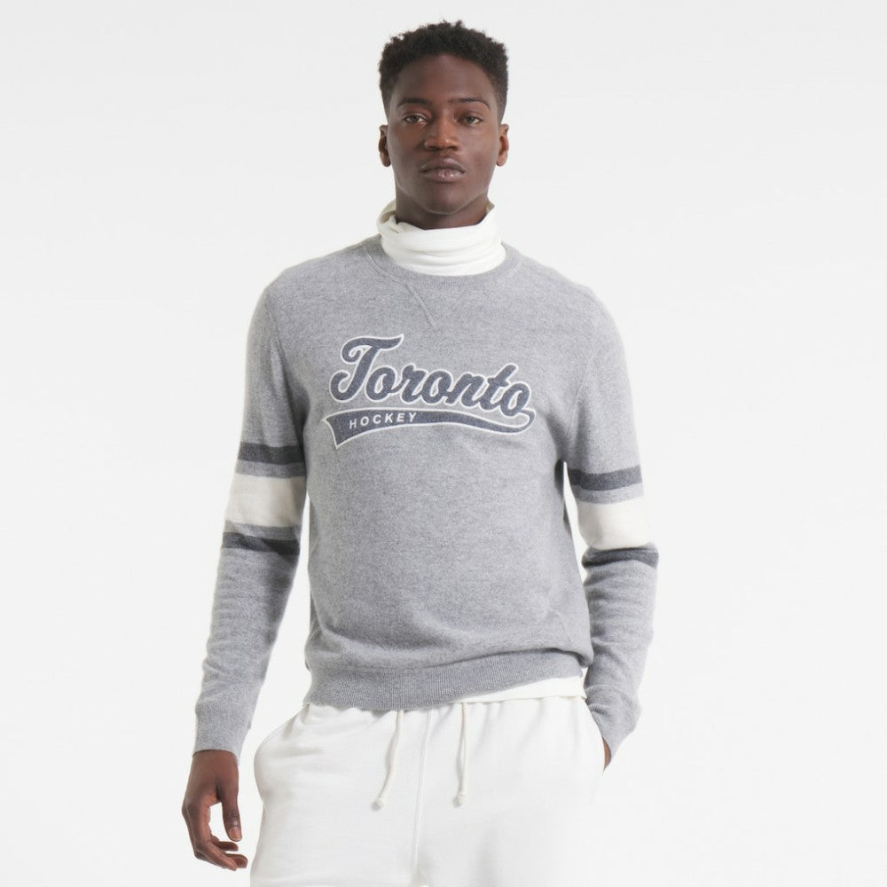 Toronto Maple Leafs Todd Snyder by Fanatics Cashmere Crew Sweater Athletic Heather Gray