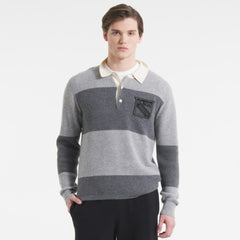 New York Rangers Todd Snyder by Fanatics Cashmere Rugby Sweater Athletic Heather Gray