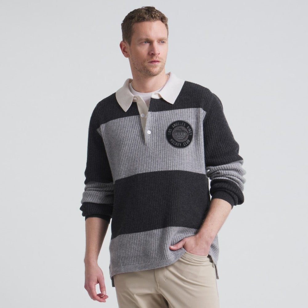 Los Angeles Kings Todd Snyder by Fanatics Cashmere Rugby Sweater Athletic Heather Gray