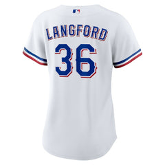 Wyatt Langford Texas Rangers Women's Home Replica Jersey - White | Nike
