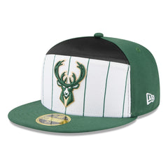 Milwaukee Bucks 2025 NBA Tip Off Split Panel 59FIFTY Fitted Hat - White/Hunter Green | New Era cheap
