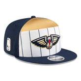 New Orleans Pelicans 2025 NBA Tip Off Split Panel 9FIFTY Snapback Hat - White/Navy | New Era shop