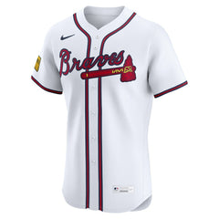 Atlanta Braves Home Elite Sponsor Patch Custom Jersey - White | Nike