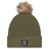 Las Vegas Raiders New Era Women's 2025 Salute to Service Cuffed Knit Hat with Pom - Dark Green discount
