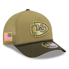 Kansas City Chiefs New Era Youth 2025 Salute to Service 9FORTY A-Frame Adjustable Hat - Green/Dark Green for sale