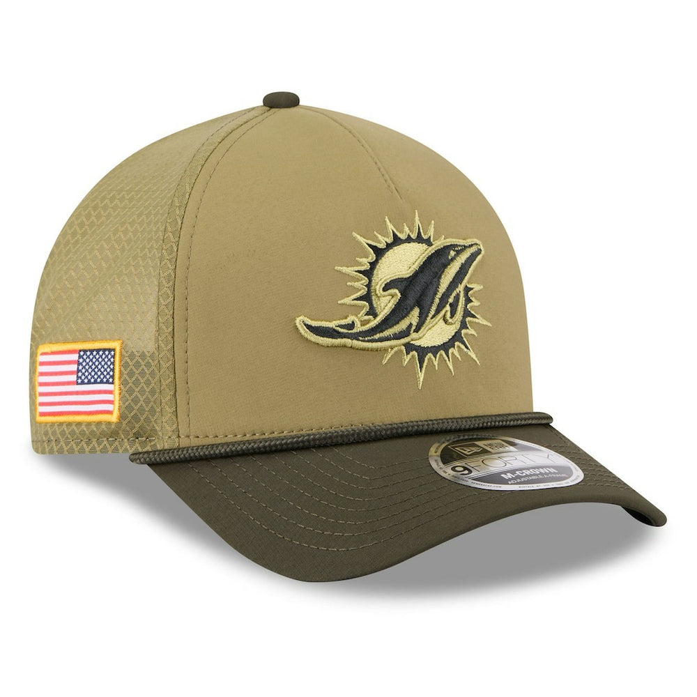 Miami Dolphins New Era Youth 2025 Salute to Service 9FORTY A-Frame Adjustable Hat - Green/Dark Green online
