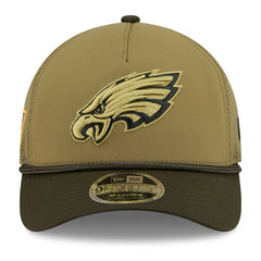 Philadelphia Eagles New Era Youth 2025 Salute to Service 9FORTY A-Frame Adjustable Hat - Green/Dark Green sale
