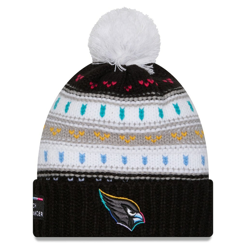 Arizona Cardinals New Era Women's 2025 NFL Crucial Catch Cuffed Knit Hat with Pom - Black cheap