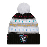 Las Vegas Raiders New Era Women's 2025 NFL Crucial Catch Cuffed Knit Hat with Pom - Black on sale