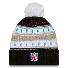 Los Angeles Chargers New Era Women's 2025 NFL Crucial Catch Cuffed Knit Hat with Pom - Black cheap