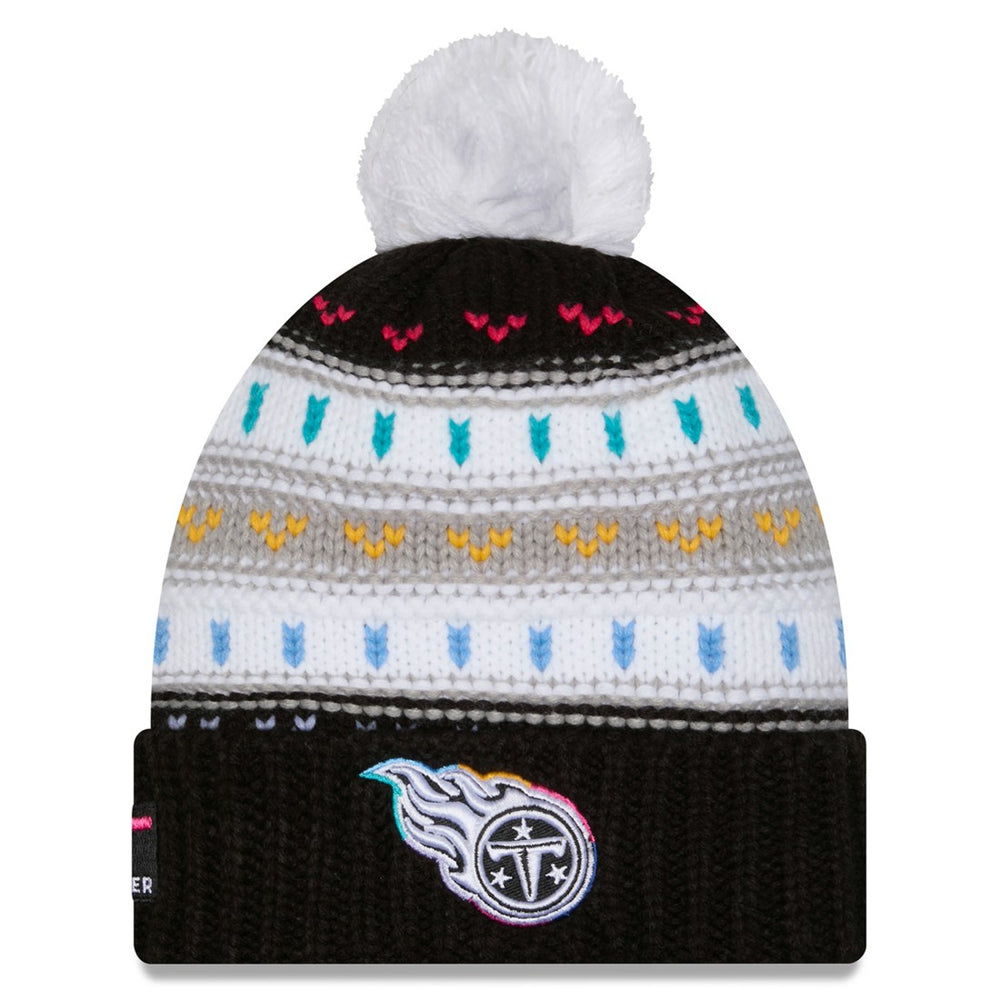 Tennessee Titans New Era Women's 2025 NFL Crucial Catch Cuffed Knit Hat with Pom - Black outlet