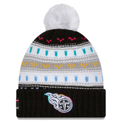 Tennessee Titans New Era Women's 2025 NFL Crucial Catch Cuffed Knit Hat with Pom - Black outlet