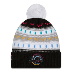 Los Angeles Rams New Era Women's 2025 NFL Crucial Catch Cuffed Knit Hat with Pom - Black online