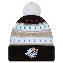Miami Dolphins New Era Women's 2025 NFL Crucial Catch Cuffed Knit Hat with Pom - Black online